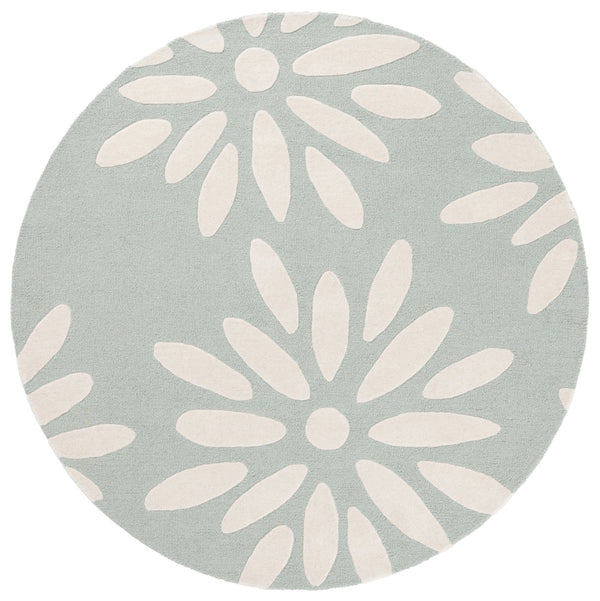 Safavieh Safavieh Kids Hand-tufted Area Rug: Cozy Teal And Ivory Floral Design For Playrooms And Bedrooms Teal ,Ivory Wool Pile Sfk914j-4