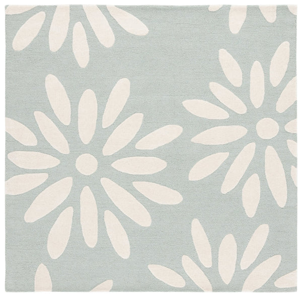 Safavieh Safavieh Kids Hand-tufted Area Rug: Cozy Teal And Ivory Floral Design For Playrooms And Bedrooms Teal ,Ivory Wool Pile Sfk914j-4
