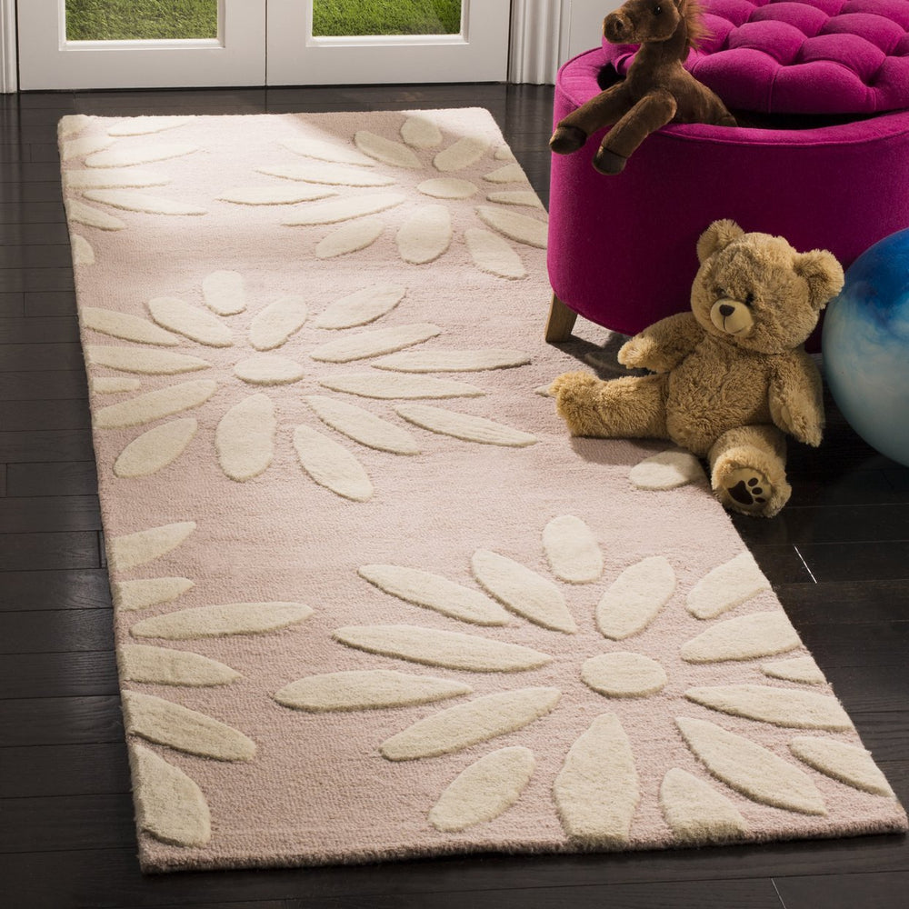 Safavieh Safavieh Hand-Tufted Kids Wool Rug Pink Ivory Daisy Floral Low-Profile Cozy Nursery Accent Rug 10'-0" x 14'-0" SFK914P-10
