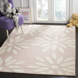 Safavieh Safavieh Hand-Tufted Pink Daisy Wool Rug — Soft Low-Profile Round Accent For Nursery & Playroom 7'-0" x 7'-0" SFK914P-7R
