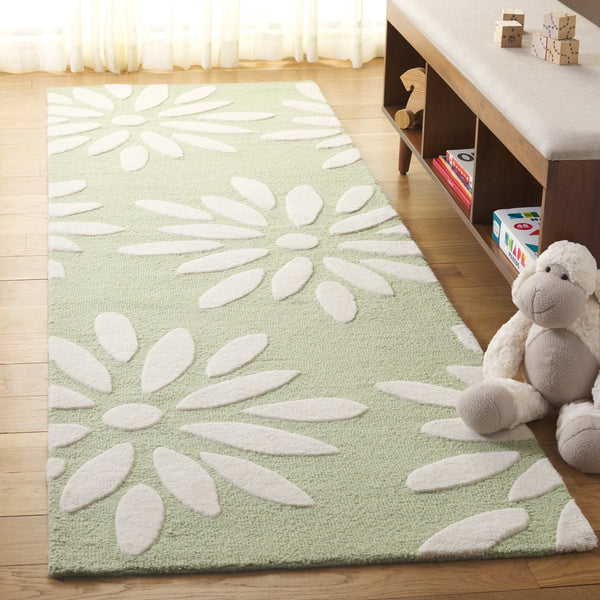 Safavieh Safavieh Kids Hand-tufted Area Rug: Cozy Teal And Ivory Floral Design For Playrooms And Bedrooms Sage ,Ivory Wool Pile Sfk914w-6r