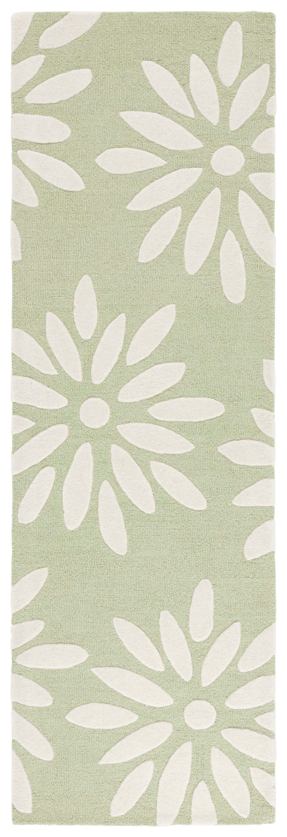 Safavieh Safavieh Kids Hand-tufted Area Rug: Cozy Teal And Ivory Floral Design For Playrooms And Bedrooms Sage ,Ivory Wool Pile Sfk914w-6r