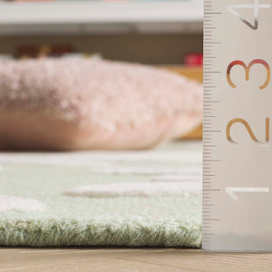 Safavieh Safavieh Kids Hand-tufted Area Rug: Cozy Teal And Ivory Floral Design For Playrooms And Bedrooms Sage ,Ivory Wool Pile Sfk914w-6r