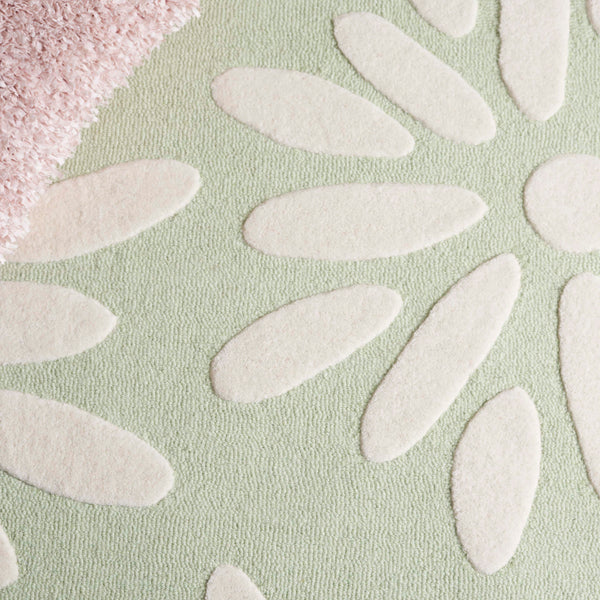 Safavieh Safavieh Kids Hand-tufted Area Rug: Cozy Teal And Ivory Floral Design For Playrooms And Bedrooms Sage ,Ivory Wool Pile Sfk914w-6r