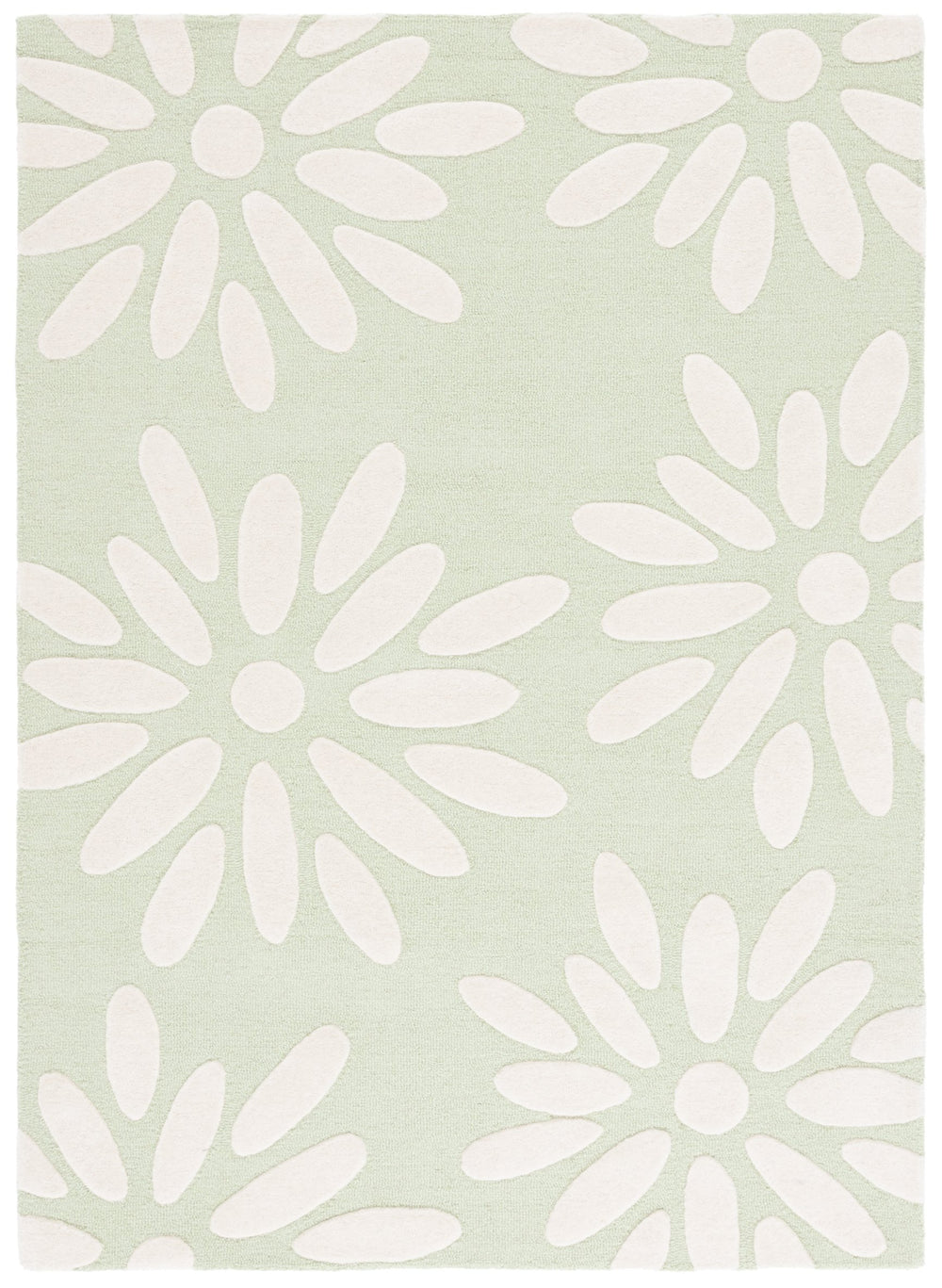 Safavieh Safavieh Kids Hand-tufted Area Rug: Cozy Teal And Ivory Floral Design For Playrooms And Bedrooms Sage ,Ivory Wool Pile Sfk914w-6r