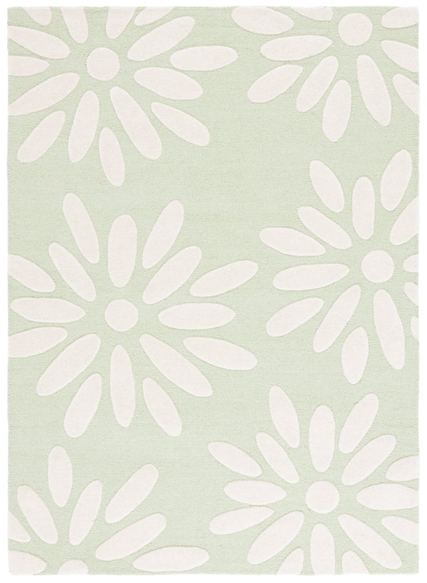Safavieh Safavieh Kids Hand-tufted Area Rug: Cozy Teal And Ivory Floral Design For Playrooms And Bedrooms Sage ,Ivory Wool Pile Sfk914w-6r
