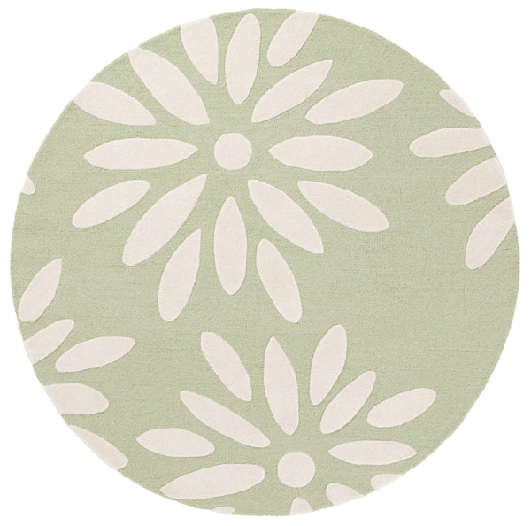 Safavieh Safavieh Kids Hand-tufted Area Rug: Cozy Teal And Ivory Floral Design For Playrooms And Bedrooms Sage ,Ivory Wool Pile Sfk914w-6r