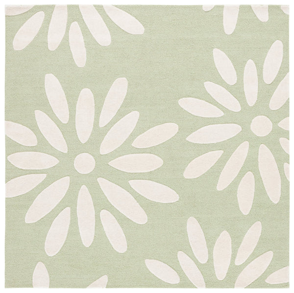 Safavieh Safavieh Kids Hand-tufted Area Rug: Cozy Teal And Ivory Floral Design For Playrooms And Bedrooms Sage ,Ivory Wool Pile Sfk914w-6r
