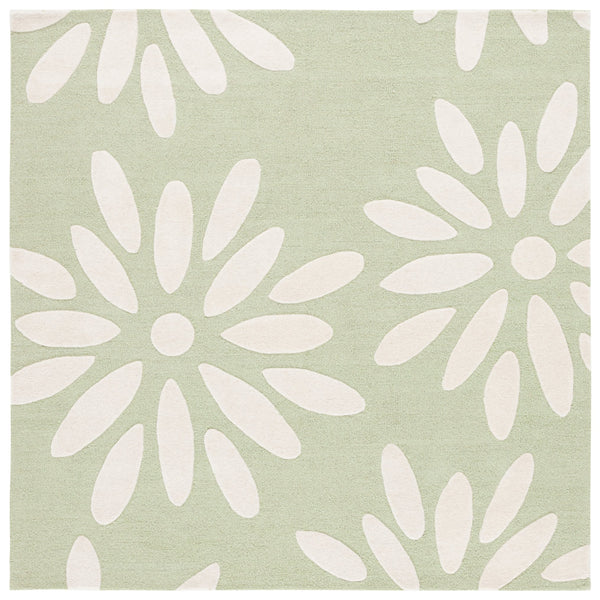 Safavieh Safavieh Hand‑Tufted Sage Ivory Wool Round Rug — Plush Low‑Pile Floral Accent For Cozy Rooms 7'-0" x 7'-0" SFK914W-7R