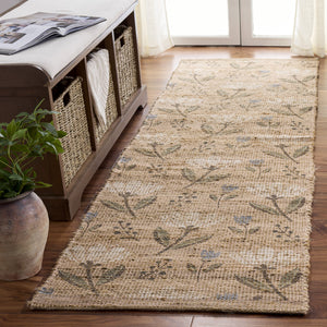 Safavieh Saffron Hand-Woven Natural Green Area Rug 8X10, Jute-Chenille-Cotton Low Pile Rustic Farmhouse Charm 9'-0" x 12'-0" SFN402Y-9