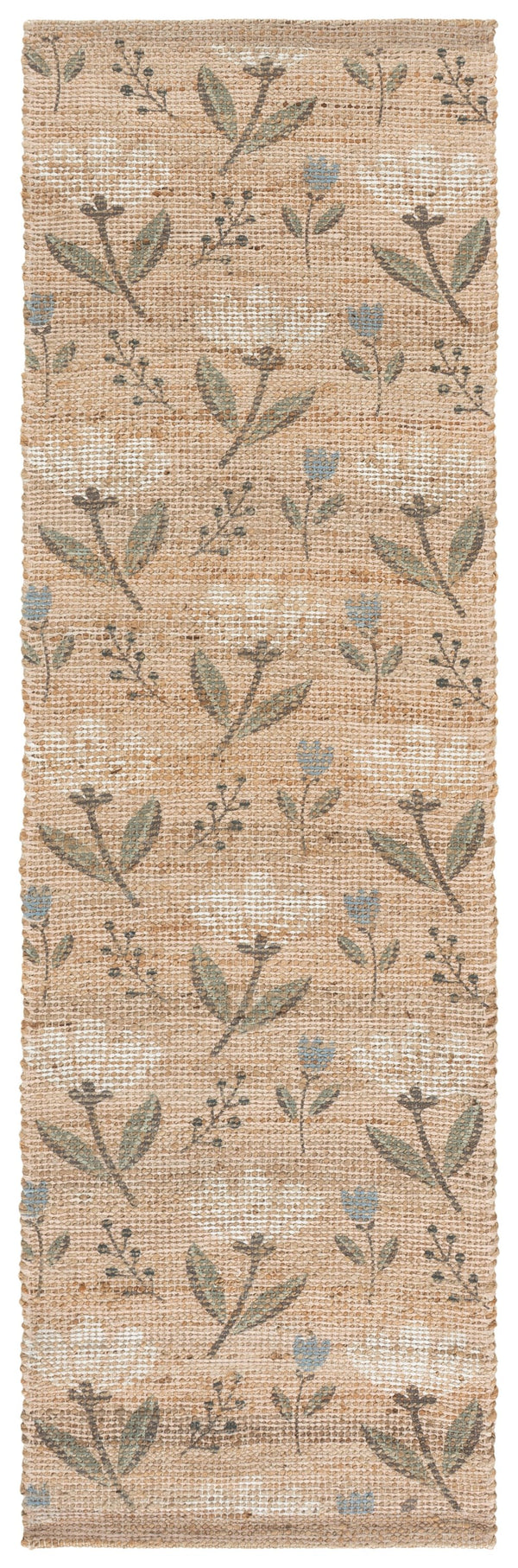 Safavieh Saffron Hand-Woven Natural Green Runner With Subtle Floral Motif, Jute-Blend Durability & Softness 2'-3" x 8'-0" SFN402Y-28