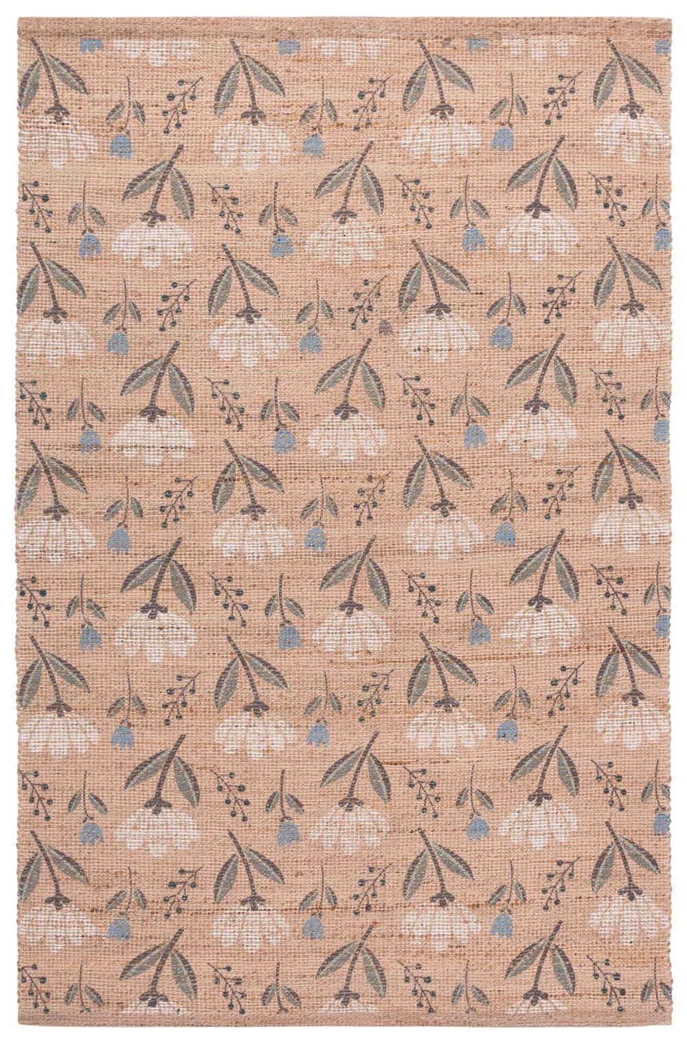 Safavieh Saffron Hand-Woven Natural Green Floral Area Rug — Low-Profile Jute Blend For Farmhouse Comfort And Durability 4'-0" x 6'-0" SFN402Y-4
