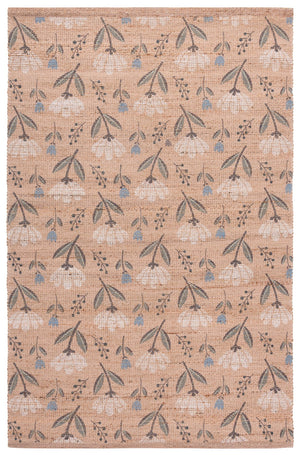 Safavieh Saffron Hand-Woven Natural Green Floral Area Rug — Low-Profile Jute Blend For Farmhouse Comfort And Durability 4'-0" x 6'-0" SFN402Y-4