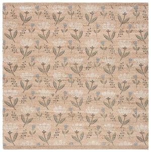 Safavieh Saffron Hand-Woven Natural Green Floral Area Rug — Low-Profile Jute Blend For Farmhouse Comfort And Durability 4'-0" x 6'-0" SFN402Y-4