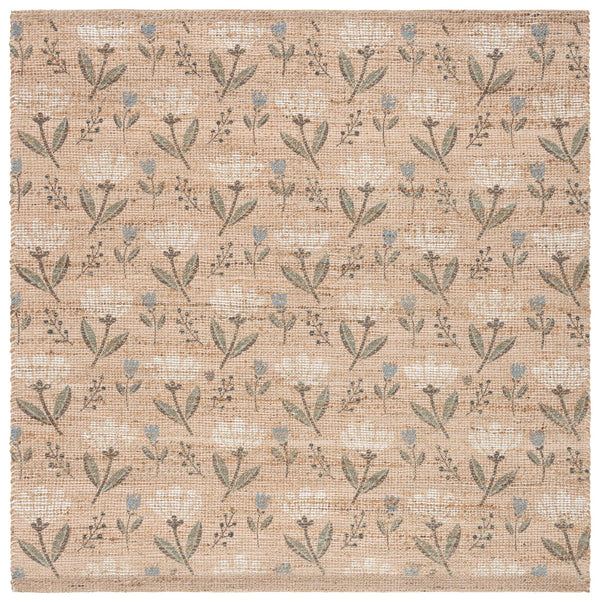 Safavieh Saffron Hand-Woven Natural Green Area Rug 8X10, Jute-Chenille-Cotton Low Pile Rustic Farmhouse Charm 9'-0" x 12'-0" SFN402Y-9