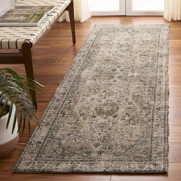 Safavieh Saffron Hand-Woven Square Area Rug In Natural & Green Tones — Jute Blend, Textured Traditional Charm 6'-0" x 6'-0" SFN403Y-6SQ