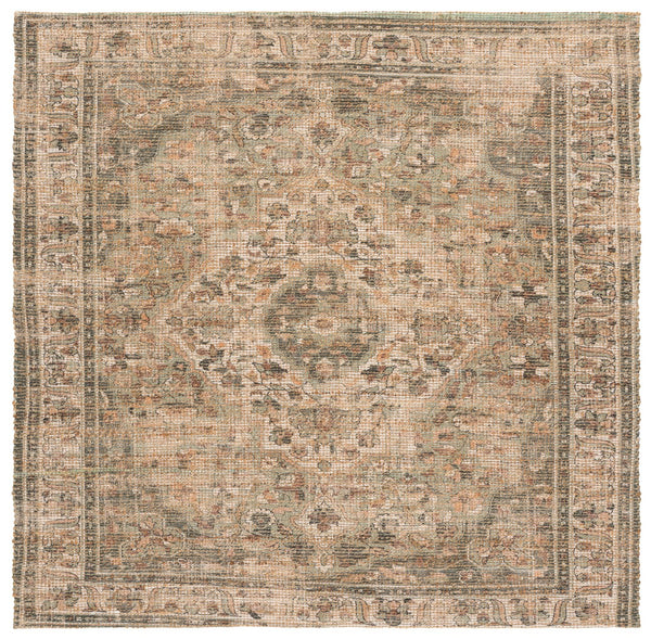 Safavieh Saffron Handwoven Natural & Green Area Rug — Jute Blend Low Pile, Durable Comfort For Living Spaces 6'-0" x 9'-0" SFN403Y-6