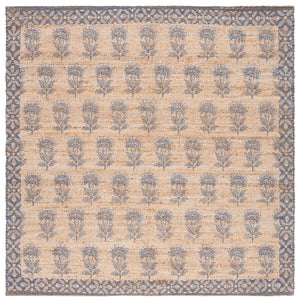Safavieh Saffron Hand-Woven Jute Runner With Blue Floral Motif, Durable Mixed-Fiber Texture For Hallway Elegance 2'-3" x 8'-0" SFN404M-28