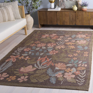 Safavieh Saffron Hand‑Woven Floral Area Rug In Green And Blue — Jute Blend Low‑Profile Comfort For Home Decor 5'-0" x 8'-0" SFN405Y-5