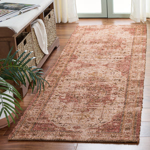 Safavieh Saffron Hand-Woven Ivory Pink Runner — Jute & Chenille Blend, Low-Profile Hallway Rug, Durable Elegance 2'-3" x 8'-0" SFN406A-28