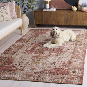 Safavieh Saffron Handcrafted Jute Chenille Area Rug In Ivory And Pink — Low-Profile, Durable, Artisanal Warmth 5'-0" x 8'-0" SFN406A-5