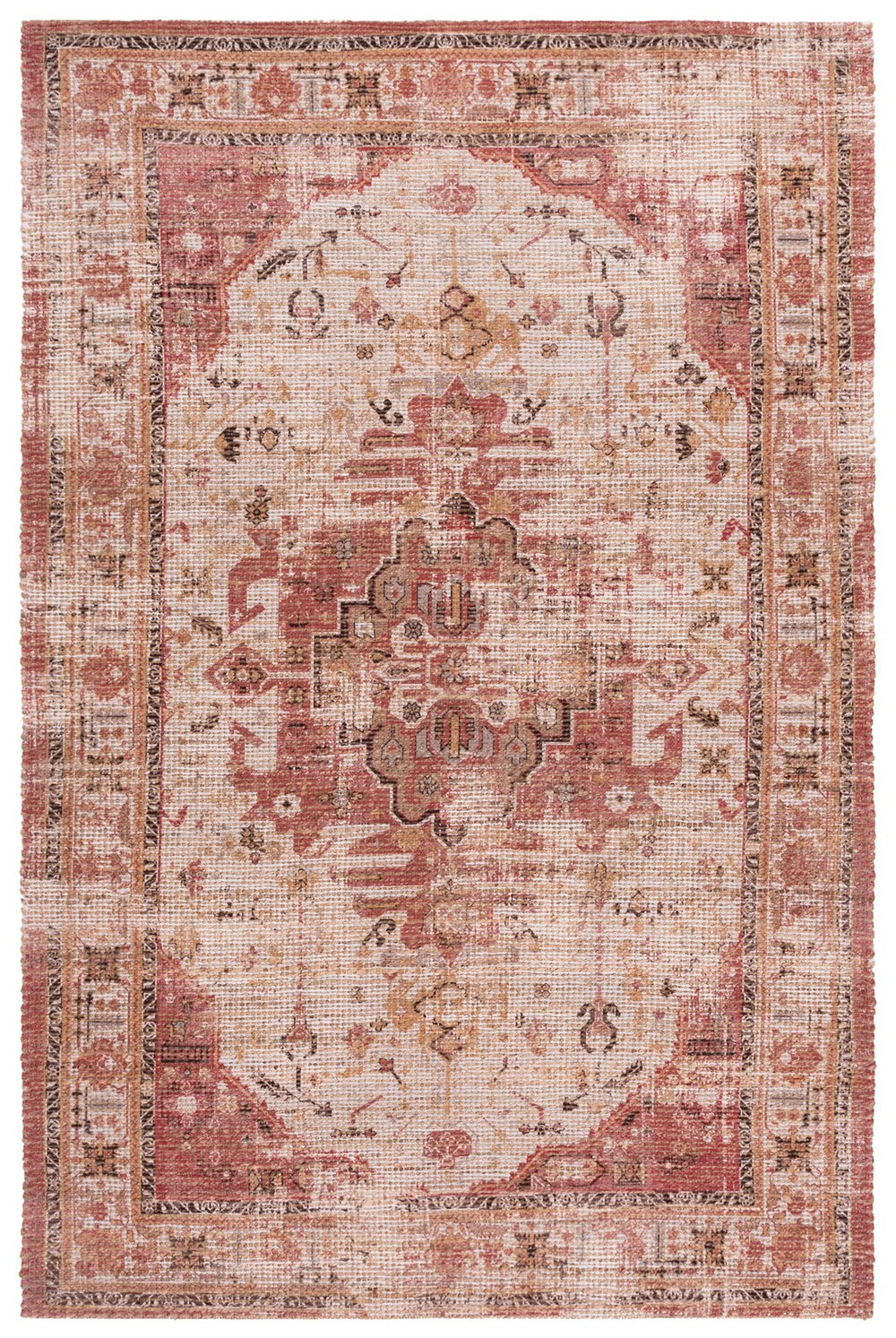 Safavieh Saffron Hand-Woven Ivory And Pink Area Rug — Jute Blend Low-Profile Pile, Timeless Artisanal Charm 4'-0" x 6'-0" SFN406A-4