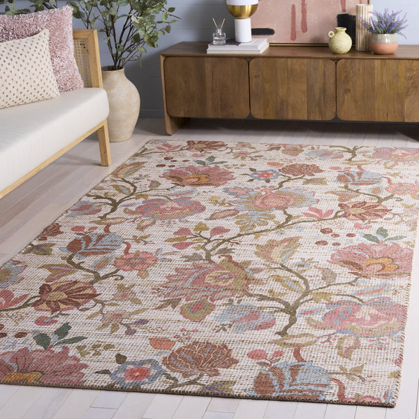 Safavieh Saffron Hand‑Woven Floral Rug In Ivory And Pink — Jute Blend Low‑Pile Accent For Warm, Elegant Homes 6'-0" x 9'-0" SFN408U-6