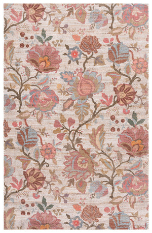 Safavieh Saffron Hand-Woven Ivory Pink Floral Area Rug — Jute Blend Low-Profile Comfort For Living Rooms 9'-0" x 12'-0" SFN408U-9