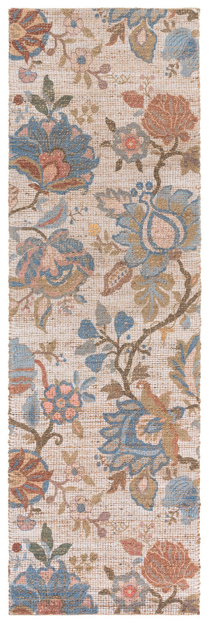 Safavieh Saffron Hand-Woven Floral Area Rug In Blue And Ivory — Low Profile Jute Blend, Timeless Elegance 5'-0" x 8'-0" SFN409M-5