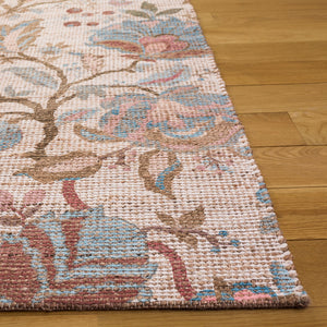 Safavieh Saffron Hand-Woven Floral Area Rug In Blue And Ivory — Low Profile Jute Blend, Timeless Elegance 5'-0" x 8'-0" SFN409M-5