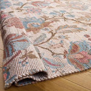 Safavieh Saffron Hand‑Woven Blue Ivory Floral Runner — Jute Blend, Low‑Profile 3/8" Pile, Artisanal Quality 2'-3" x 8'-0" SFN409M-28