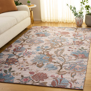 Safavieh Saffron Hand-Woven Floral Area Rug In Blue And Ivory — Low Profile Jute Blend, Timeless Elegance 5'-0" x 8'-0" SFN409M-5
