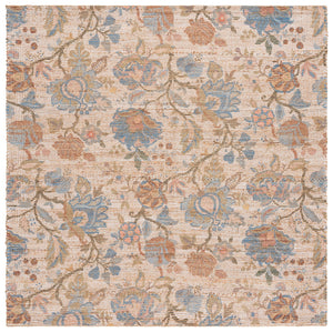 Safavieh Saffron Hand-Woven Floral Area Rug In Blue And Ivory — Low Profile Jute Blend, Timeless Elegance 5'-0" x 8'-0" SFN409M-5