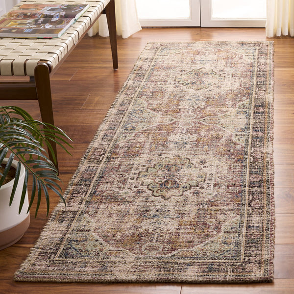Safavieh Saffron Handwoven Ivory And Purple Runner Rug — Low 3/8" Pile, Durable Jute-Blend Craftsmanship 2'-3" x 8'-0" SFN410A-28