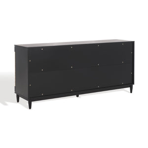 Safavieh ROSEANNE Elegant Banana Stem Sideboard with Black Mahogany Frame for Timeless Home Storage Solutions Black / Natural SFV1310A