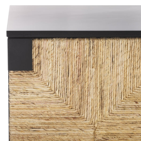 Safavieh ROSEANNE Elegant Banana Stem Sideboard with Black Mahogany Frame for Timeless Home Storage Solutions Black / Natural SFV1310A
