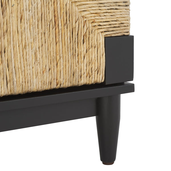 Safavieh ROSEANNE Elegant Banana Stem Sideboard with Black Mahogany Frame for Timeless Home Storage Solutions Black / Natural SFV1310A