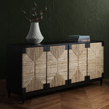 Safavieh Roseanne Banana Stem Sideboard Black / Natural Wood / Banana Stem SFV1310A