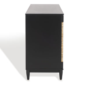 Safavieh ROSEANNE Elegant Banana Stem Sideboard with Black Mahogany Frame for Timeless Home Storage Solutions Black / Natural SFV1310A