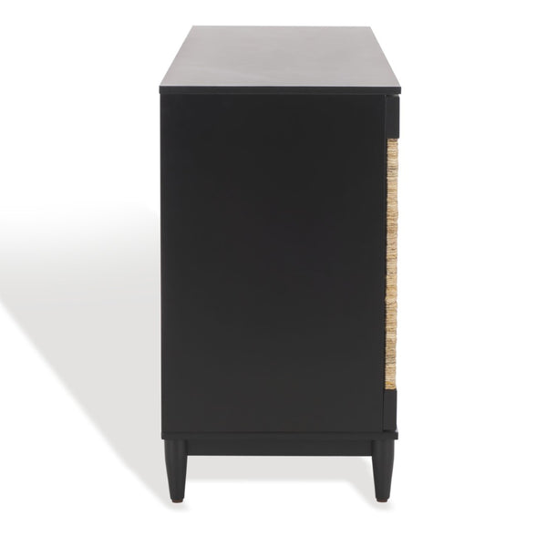 Safavieh ROSEANNE Elegant Banana Stem Sideboard with Black Mahogany Frame for Timeless Home Storage Solutions Black / Natural SFV1310A