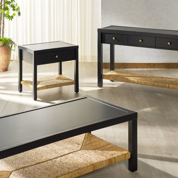 Safavieh BERLYNNE Exotic Banana Stem Nightstand - Stylish Black & Natural Accent Table for Any Room SFV1312A