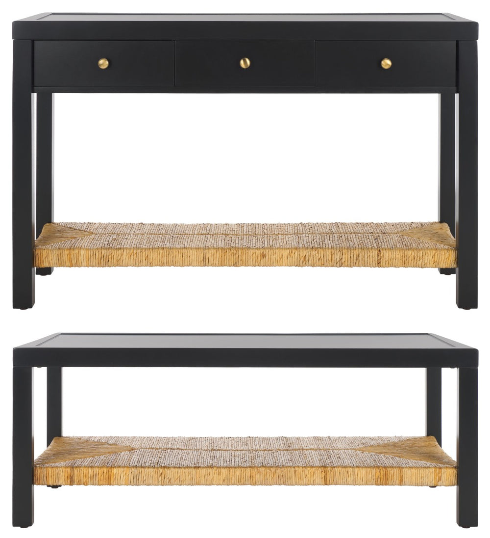 Safavieh BERLYNNE Banana Stem Shelf Coffee Table - Stylish Black & Natural Finish for Modern Living Spaces SFV1313A