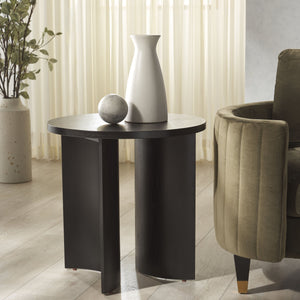 Safavieh Audriella Round Wood Accent Table - Elegant Mahogany Design With Mindy Veneer For Stylish Home Decor Black 100% Wood Sfv1315a