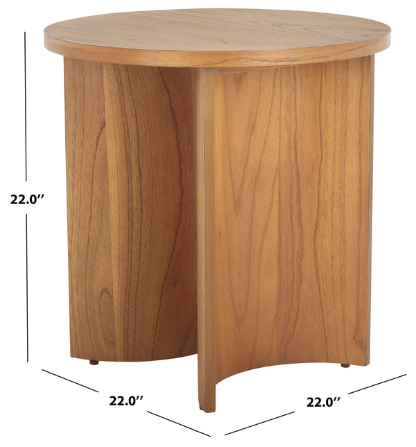 Safavieh Audriella Round Wood Accent Table - Elegant Mahogany Design With Mindy Veneer For Stylish Home Decor Natural 100% Wood Sfv1315b
