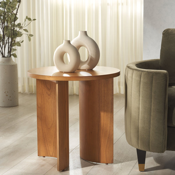 Safavieh Audriella Round Wood Accent Table - Elegant Mahogany Design With Mindy Veneer For Stylish Home Decor Natural 100% Wood Sfv1315b