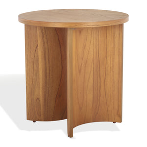 Safavieh Audriella Round Wood Accent Table - Elegant Mahogany Design With Mindy Veneer For Stylish Home Decor Natural 100% Wood Sfv1315b