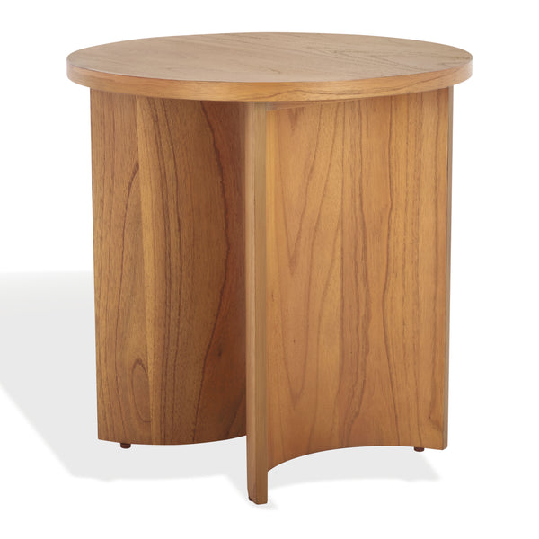 Safavieh Audriella Round Wood Accent Table - Elegant Mahogany Design With Mindy Veneer For Stylish Home Decor Natural 100% Wood Sfv1315b