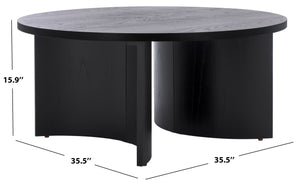 Safavieh Audriella Round Wood Coffee Table - Elegant Centerpiece For Modern Living Rooms With Stunning Finish Black 100% Wood Sfv1316a