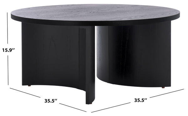 Safavieh Audriella Round Wood Coffee Table - Elegant Centerpiece For Modern Living Rooms With Stunning Finish Black 100% Wood Sfv1316a