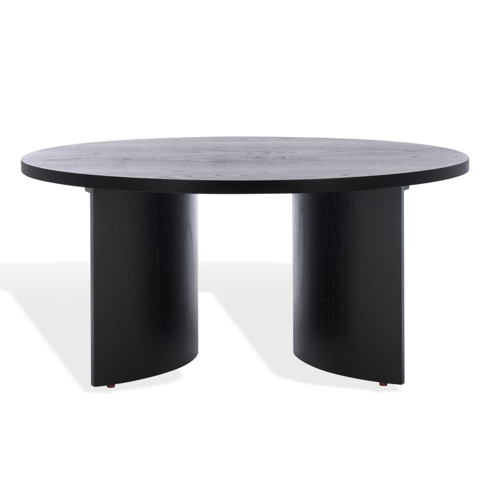 Safavieh AUDRIELLA Round Wood Coffee Table - Elegant Centerpiece with Timeless Design for Any Living Space Black SFV1316A